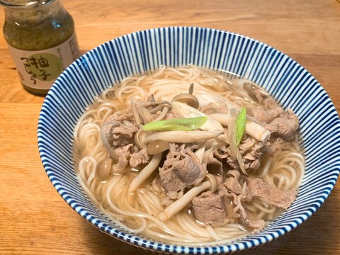 ごぼうときのこ香る肉にゅうめん